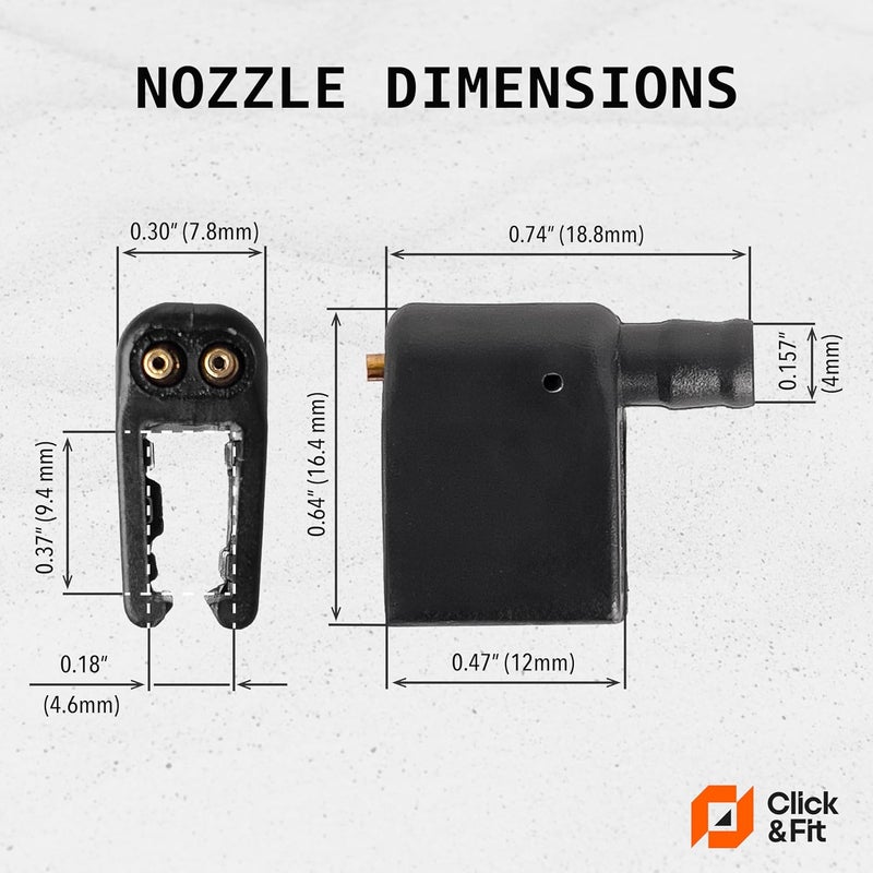 Click&Fit 3-way Windshield Washer Spray Nozzles compatible with Ford Transit VW Crafter Chevy Express Peterbilt Freightliner Ram ProMaster – Universal adjustable Truck wiper sprayers by , 2 pcs - Image 2